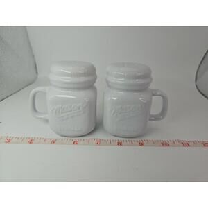SALT and PEPPER SHAKERS White Mason Storage Brand